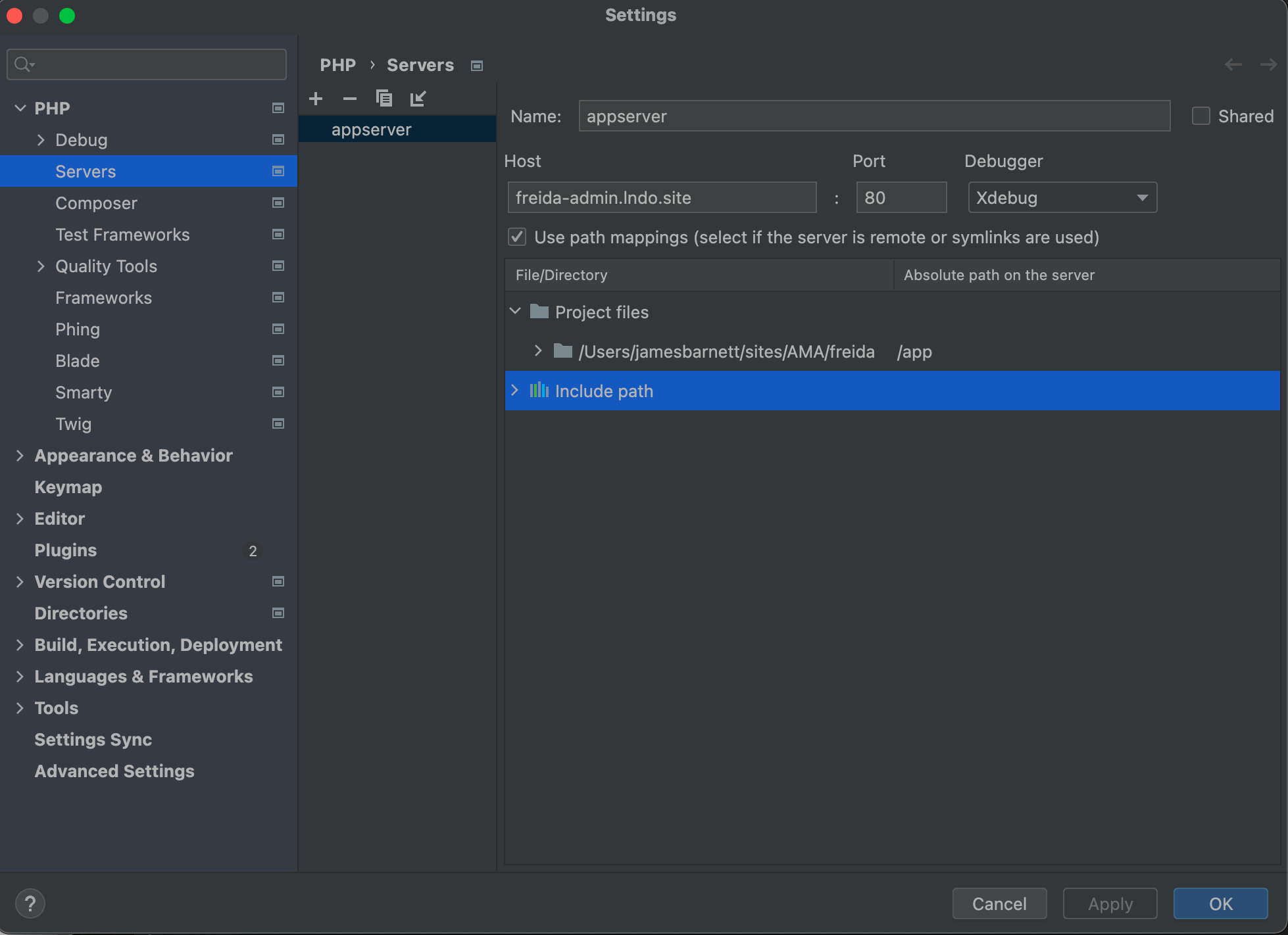 PHPSTORM PathMappings